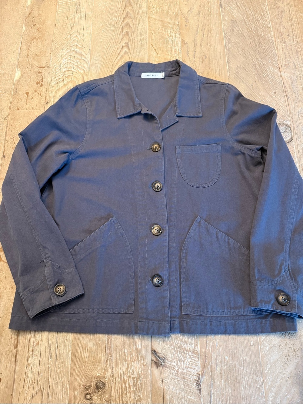 Mod Ref Soft Blue Utility Button-Front Chore Jacket S